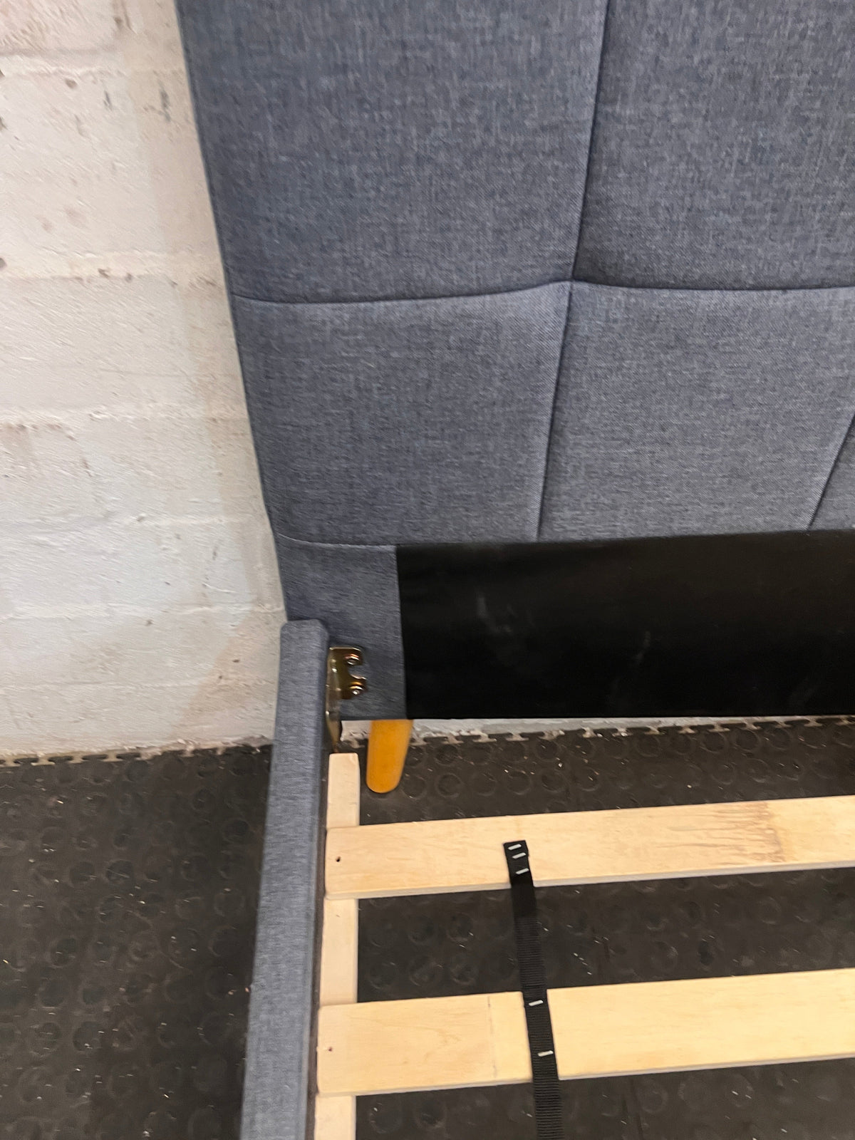 Grey Double Bed Base Frame (One Weak Leg on Headboard) - REDUCED