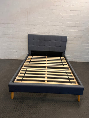 Grey Double Bed Base Frame (One Weak Leg on Headboard) - REDUCED