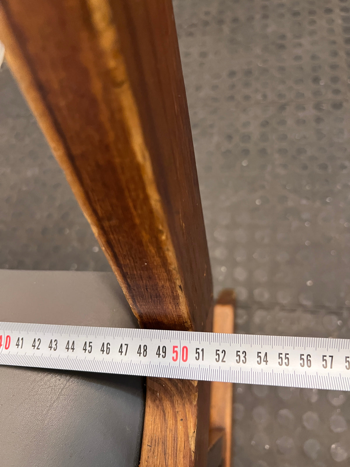 Vintage Hardwood Dining Chair with Grey Leather Cushioned Seat - PRICE DROP