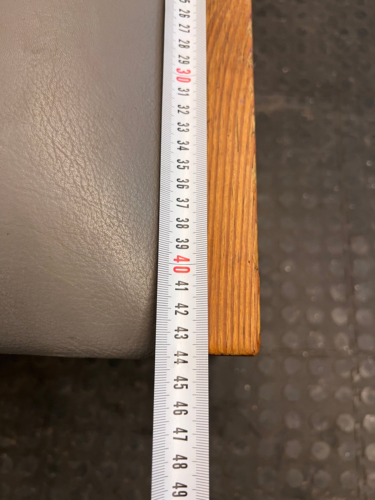 Vintage Hardwood Dining Chair with Grey Leather Cushioned Seat - PRICE DROP