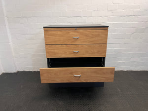 Grey and Oak Print Four Drawer Filing Cabinet