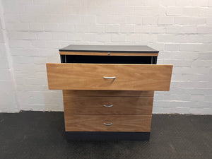 Grey and Oak Print Four Drawer Filing Cabinet