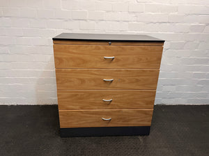 Grey and Oak Print Four Drawer Filing Cabinet (Paint Spots)