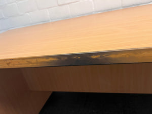 Curved Light Woodprint Desk (Damaged Trim)