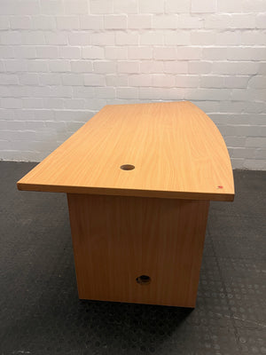 Curved Light Woodprint Desk (Damaged Trim)