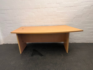 Curved Light Woodprint Desk (Damaged Trim)