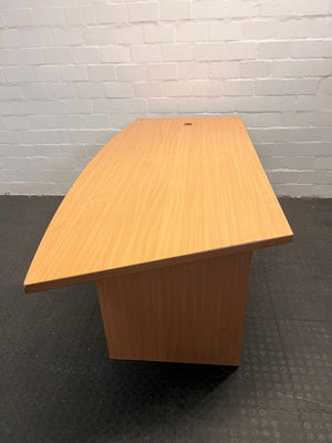 Curved Light Woodprint Desk (Damaged Trim)