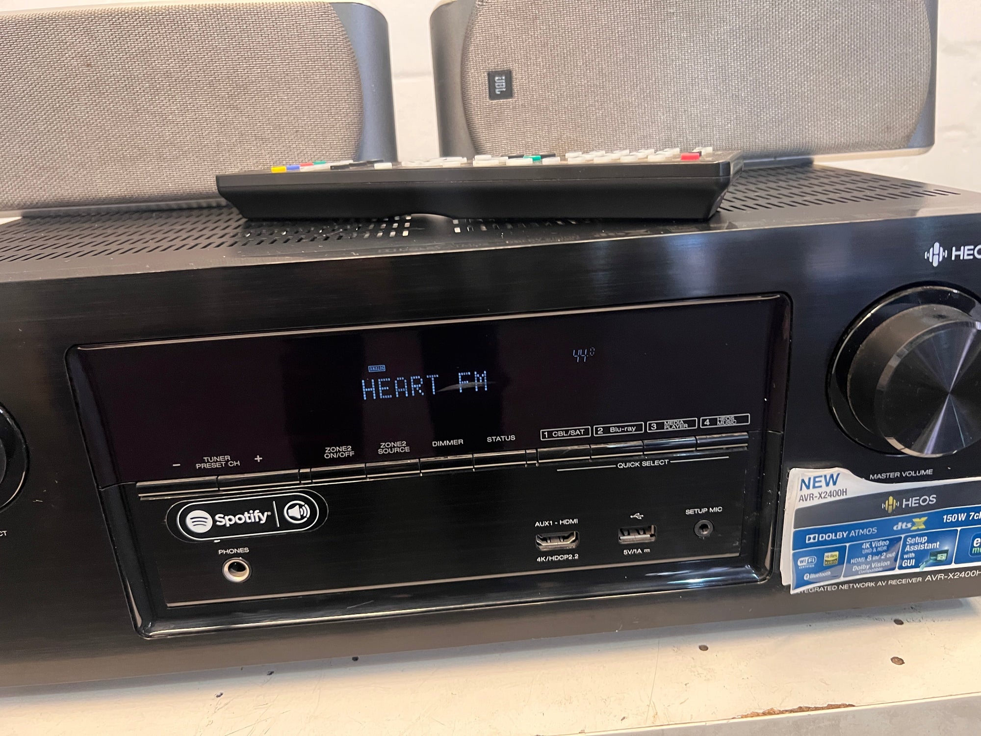 Denon AVR-X2400H IN-Command 7.2-channel home theater receiver with Wi-Fi®, Dolby Atmos®, Apple® AirPlay® 2, and HEOS