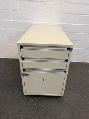 Cream Metal Three Drawer Filing Credenza