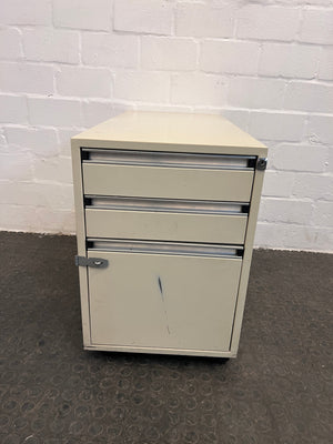 Cream Metal Three Drawer Filing Credenza