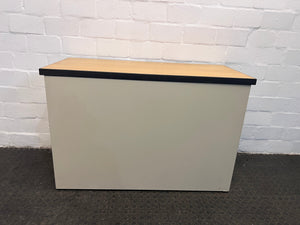 Light Wood Print Sliding Door Credenza with Black Trim (Double Door)