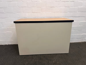 Light Wood Print Sliding Door Credenza with Black Trim (Single Door/No Shelf)