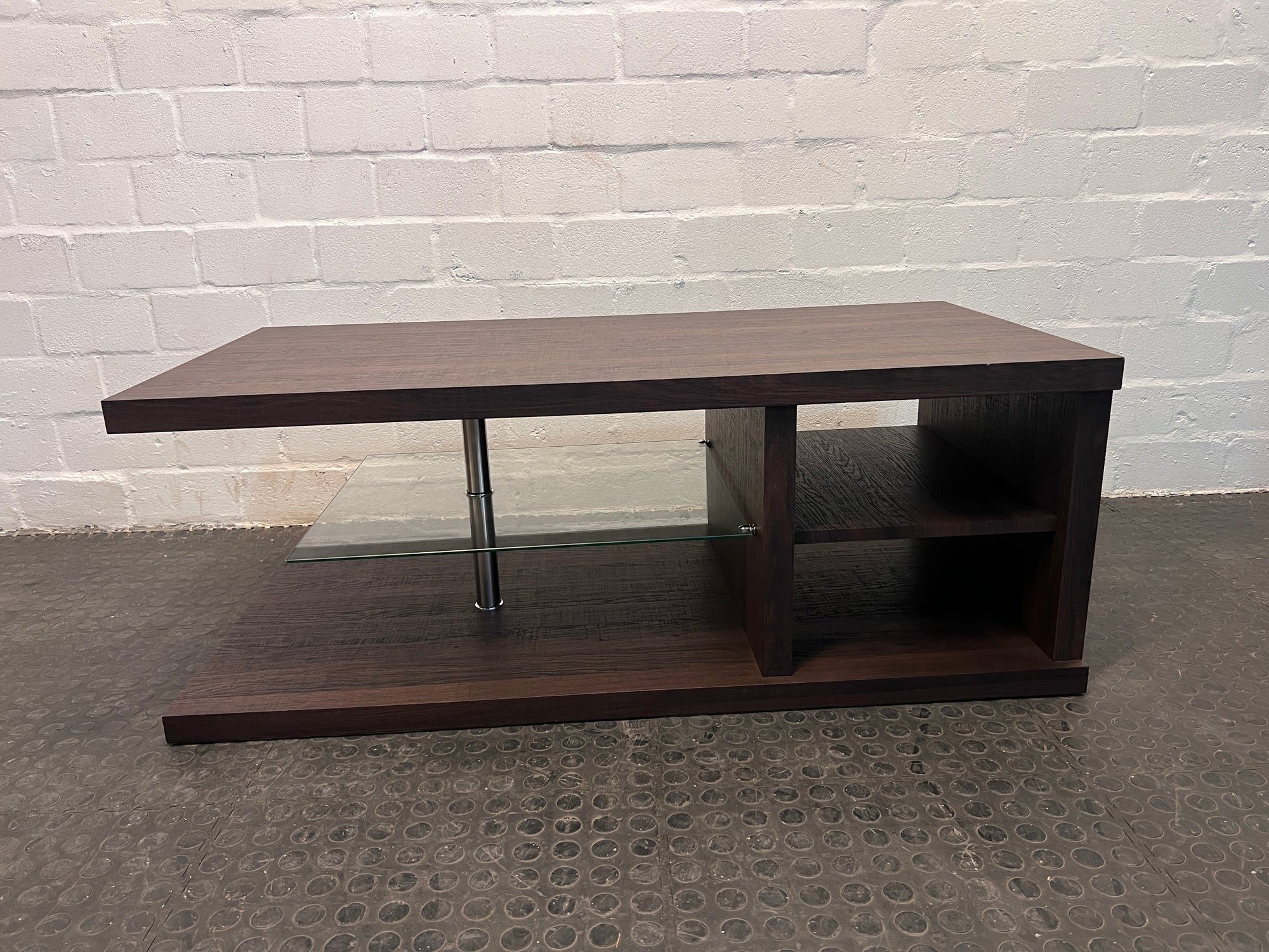 Darkwood Coffee Table with Glass Shelf 120 x 60cm