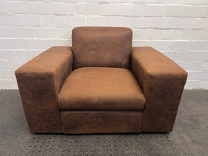 Brown Fabric One Seater Couch - REDUCED