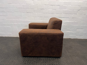 Brown Fabric One Seater Couch - REDUCED