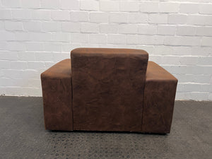 Brown Fabric One Seater Couch - REDUCED