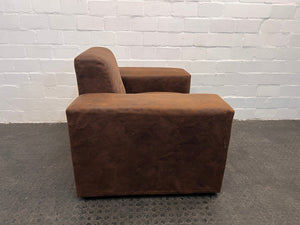 Brown Fabric One Seater Couch - REDUCED