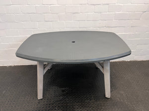 Black Plastic Outdoor Table with Grey Legs