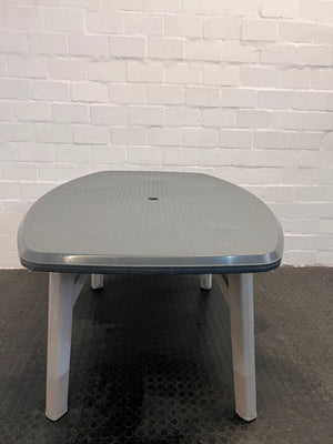 Black Plastic Outdoor Table with Grey Legs