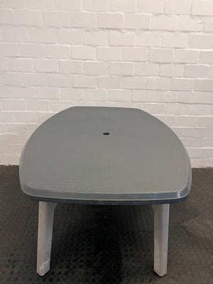 Black Plastic Outdoor Table with Grey Legs