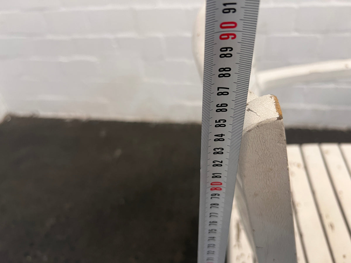 White Plastic Outdoor Armchairs (Natural Wear and Tear)