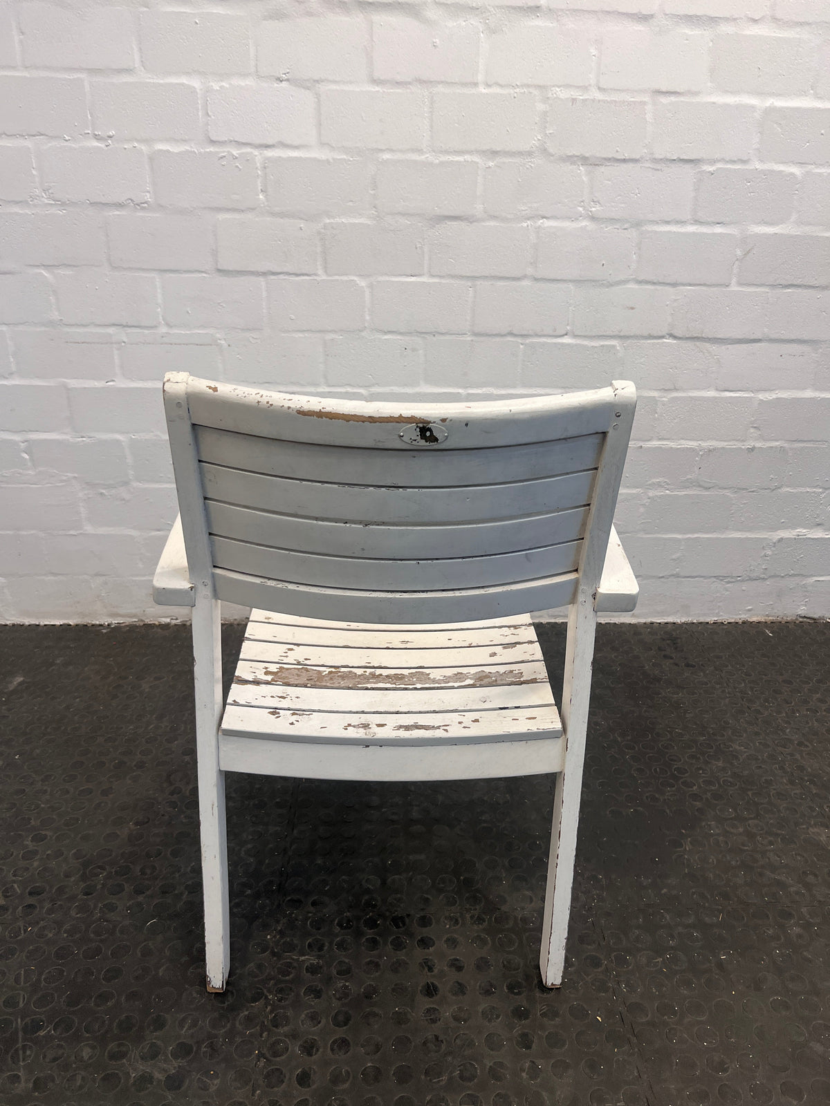 White Plastic Outdoor Armchairs (Natural Wear and Tear)