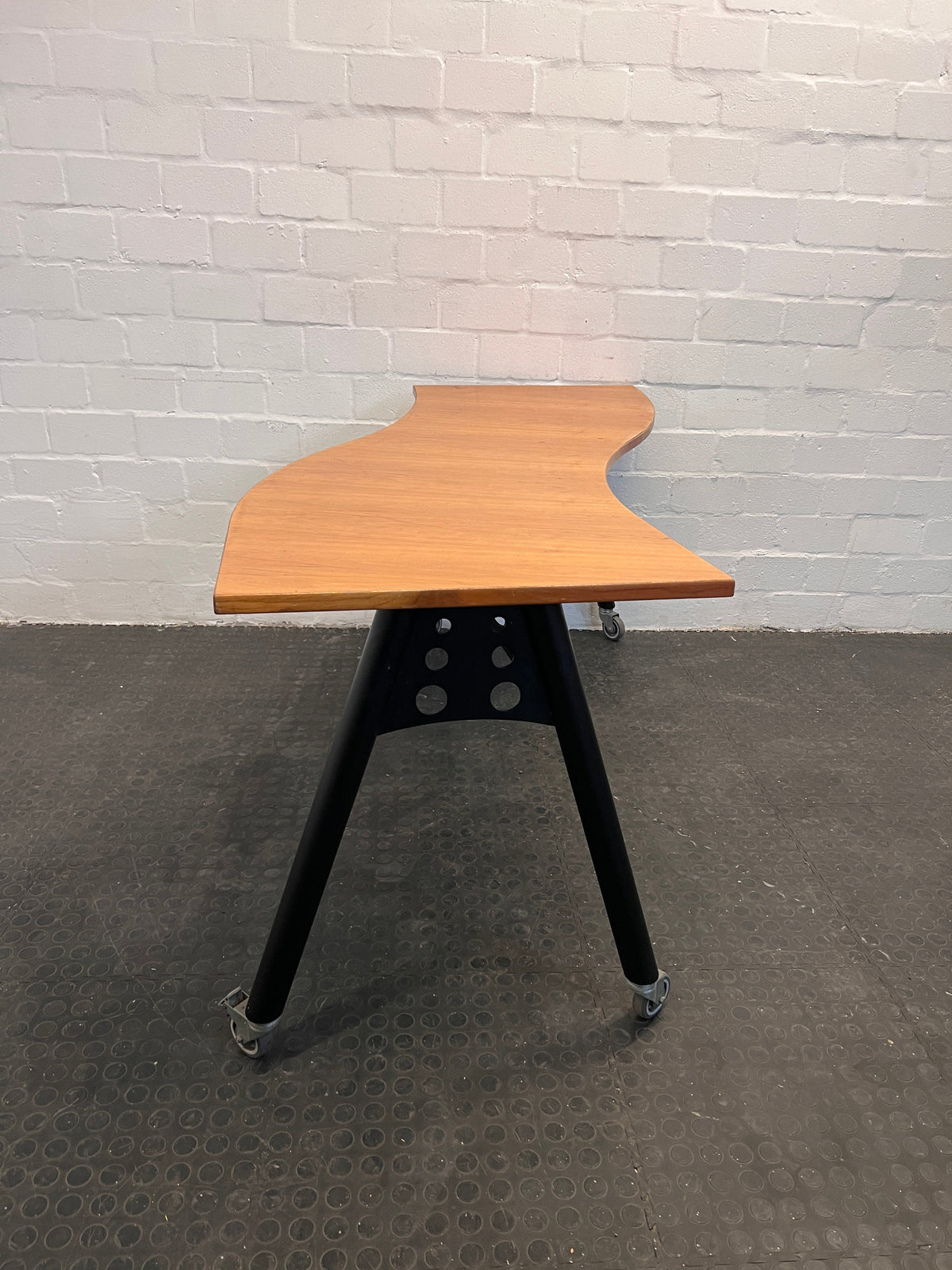 Wooden Desk with Bogey Wheels - 2ndhandwarehouse.com