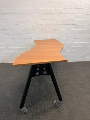 Wooden Desk with Bogey Wheels