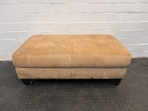 Tan Italian Suede Leather Ottoman