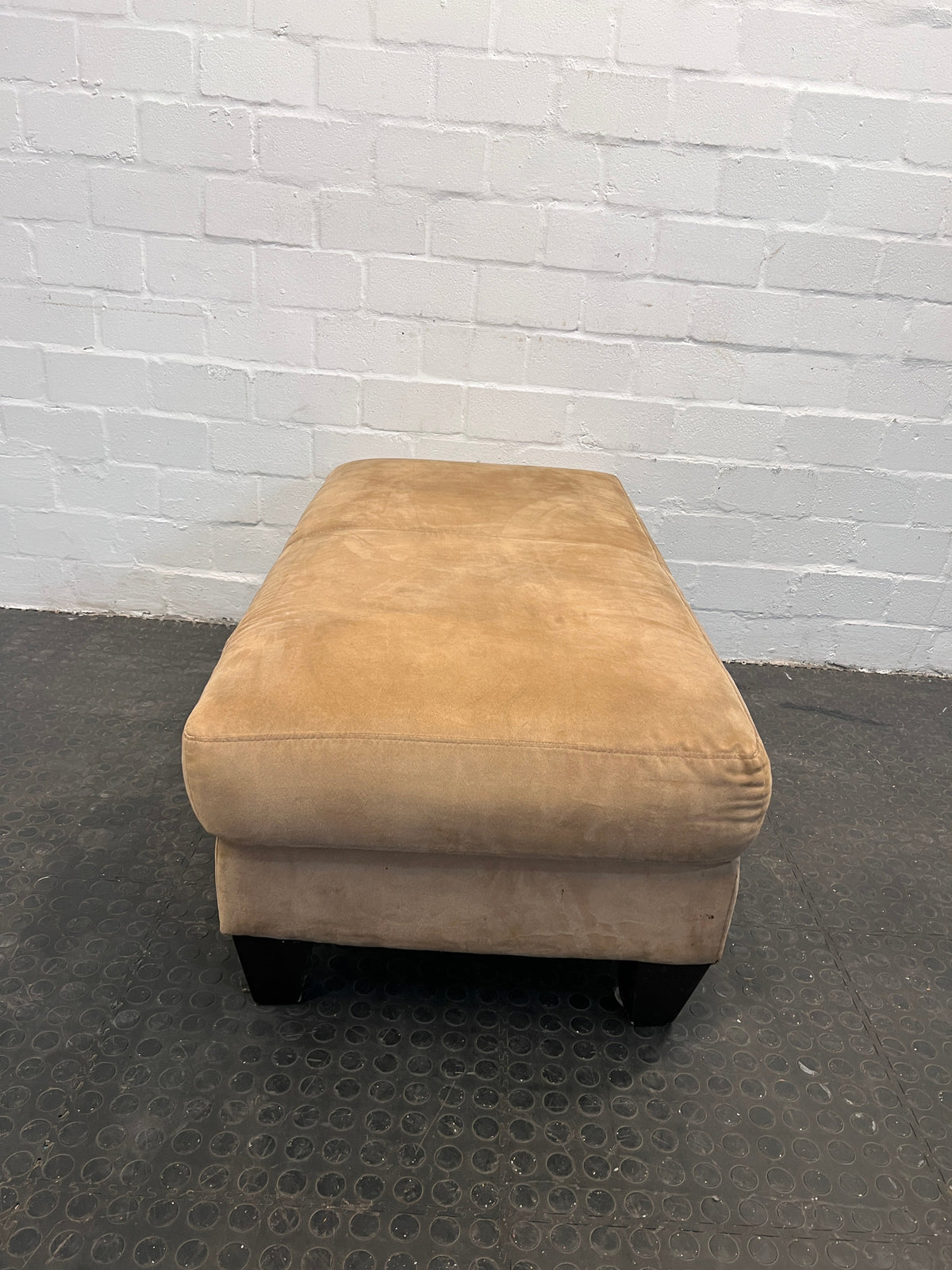 Tan Italian Suede Leather Ottoman - PRICE DROP