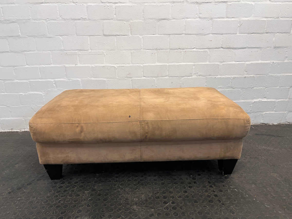 Tan Italian Suede Leather Ottoman - PRICE DROP