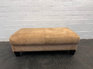 Tan Italian Suede Leather Ottoman