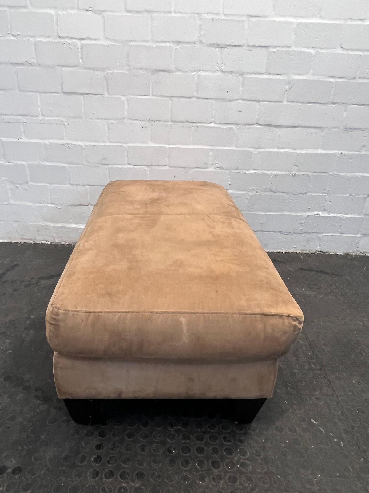 Tan Italian Suede Leather Ottoman - PRICE DROP