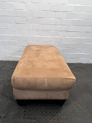 Tan Italian Suede Leather Ottoman