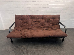 Black Steel Framed Sleeper Couch with Brown Futon Mattress - REDUCED