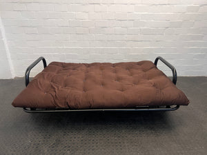 Black Steel Framed Sleeper Couch with Brown Futon Mattress - REDUCED