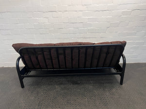 Black Steel Framed Sleeper Couch with Brown Futon Mattress - REDUCED