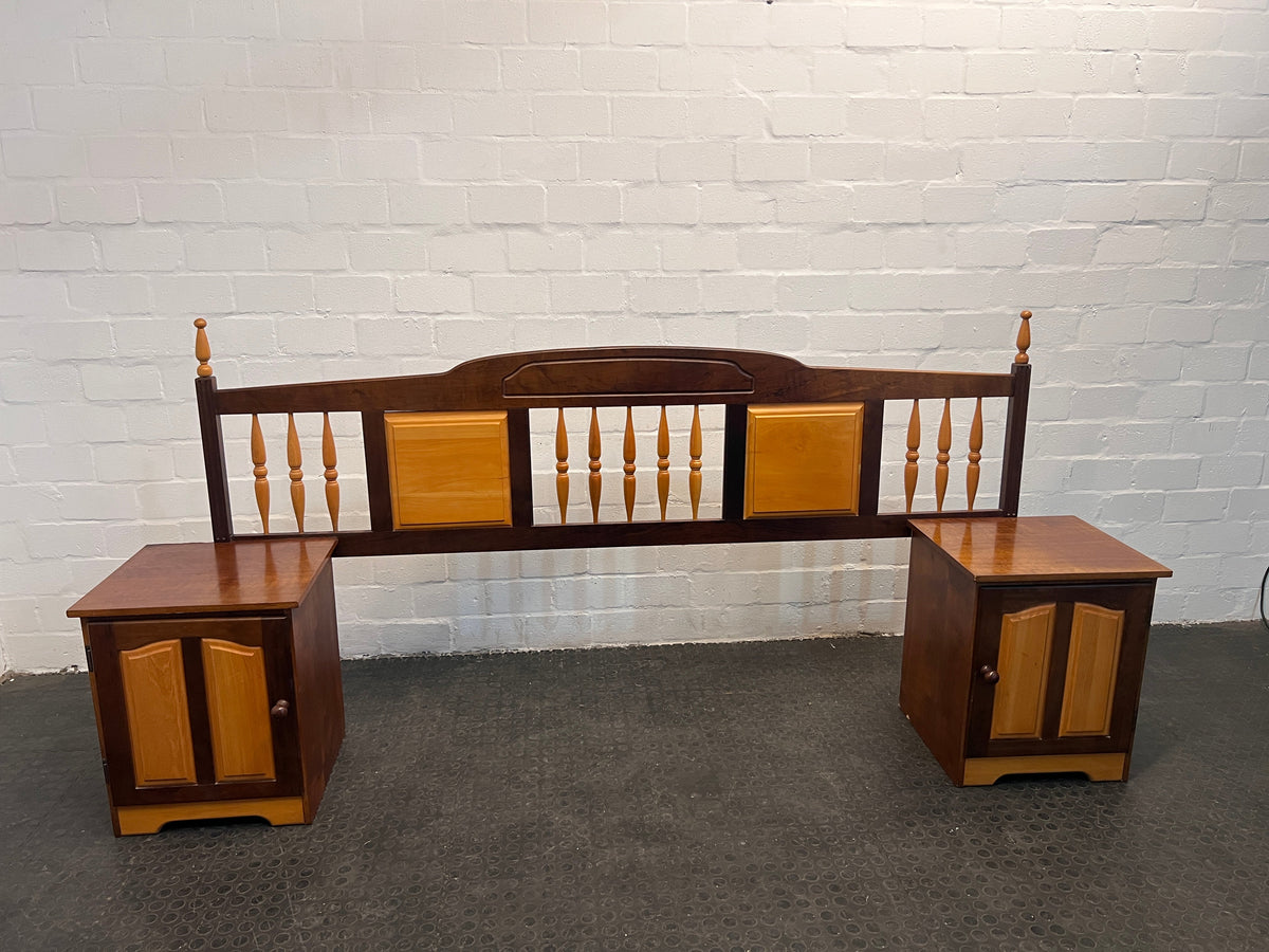 Yellow Wood Headboard and Pedestals - REDUCED - 2ndhandwarehouse.com