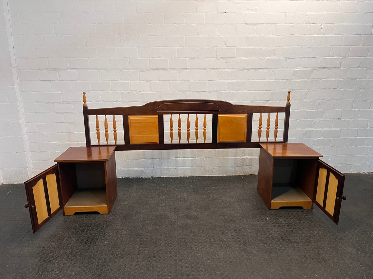 Yellow Wood Headboard and Pedestals - REDUCED - 2ndhandwarehouse.com