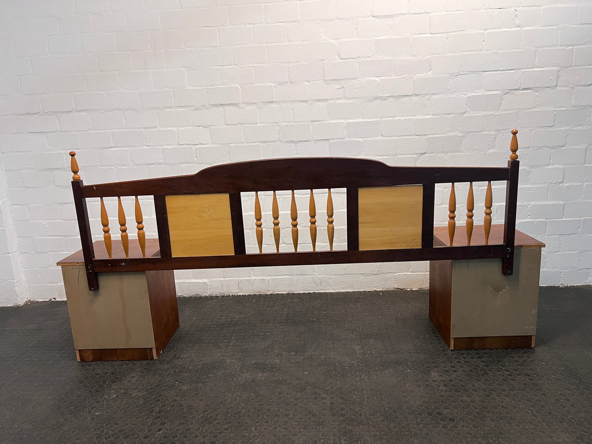 Yellow Wood Headboard and Pedestals - REDUCED - 2ndhandwarehouse.com