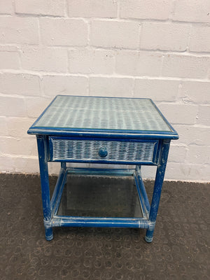 Blue Wicker Side Tables - REDUCED