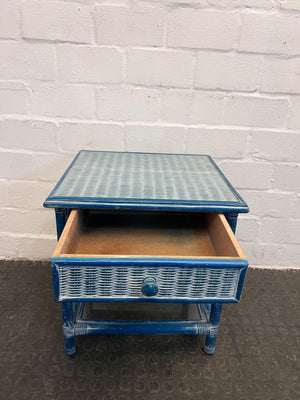 Blue Wicker Side Tables - REDUCED