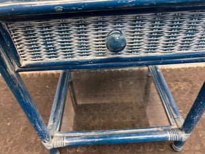 Blue Wicker Side Tables - REDUCED