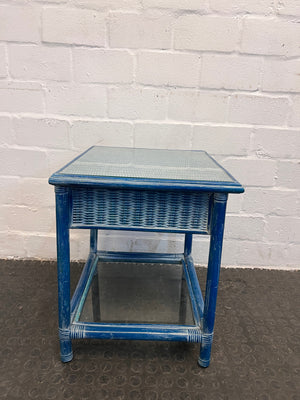 Blue Wicker Side Tables - REDUCED