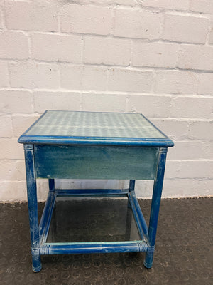 Blue Wicker Side Tables - REDUCED