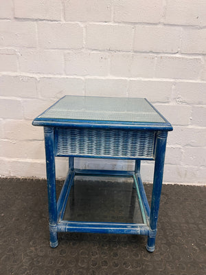 Blue Wicker Side Tables - REDUCED