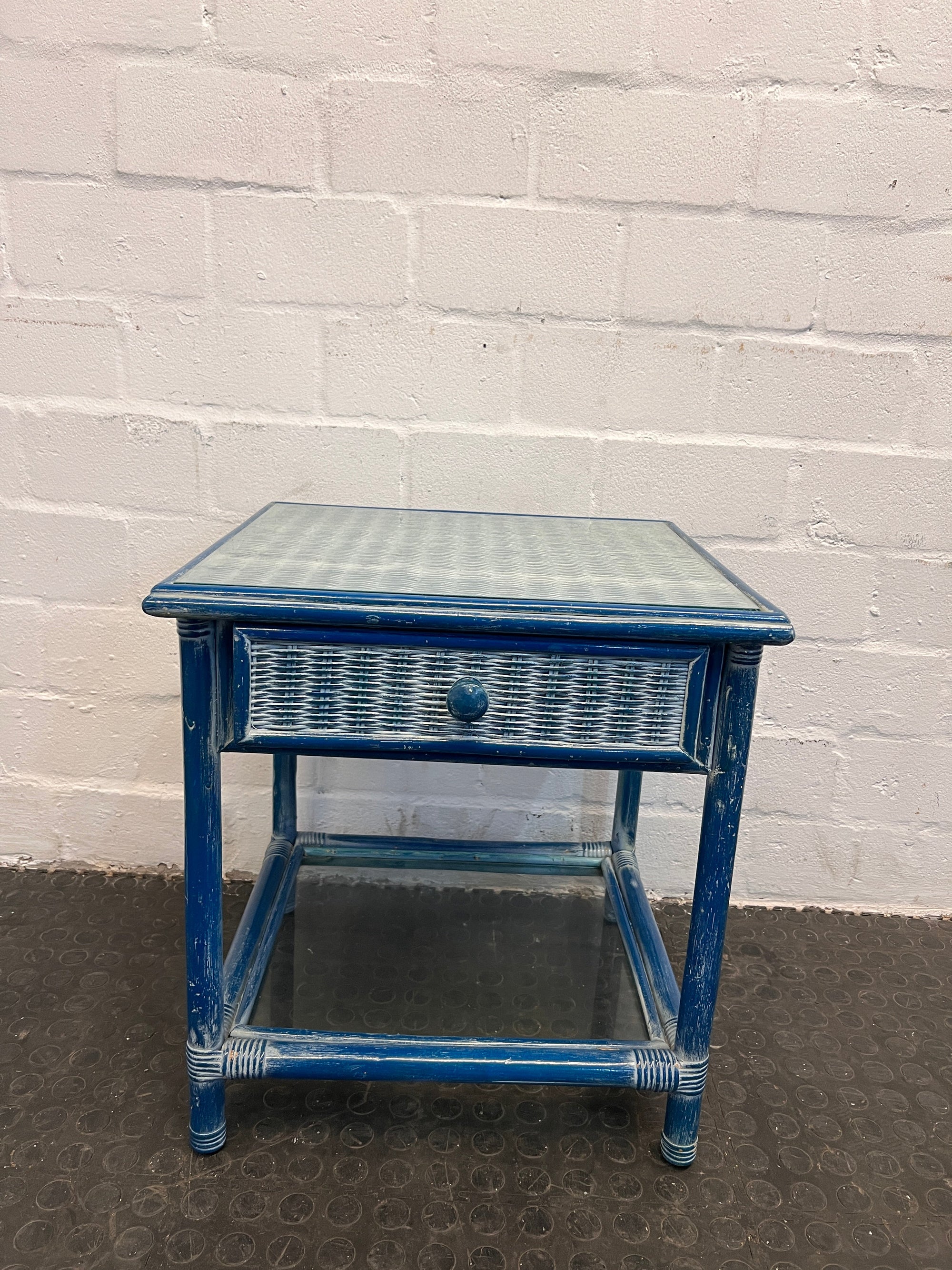 Blue Wicker Side Tables - REDUCED