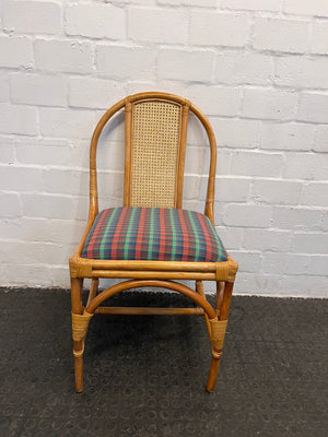 Wooden Dining Chairs with Plaid Seat