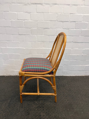 Wooden Dining Chairs with Plaid Seat