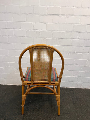 Wooden Dining Chairs with Plaid Seat